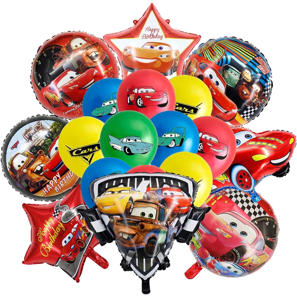 Car Birthday Party Supplies Car Lightning McQueen Foil Balloons for Kids Birthday Baby Shower Car Theme Party Decorations 28 Pieces
