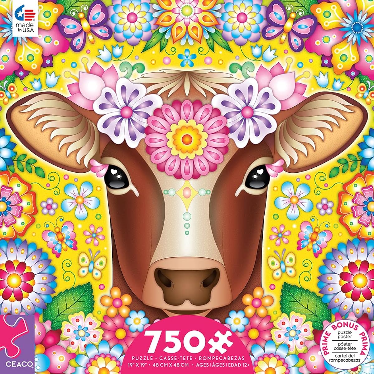 Ceaco - Groovy Animals - Cow - 750 Piece Jigsaw Puzzle