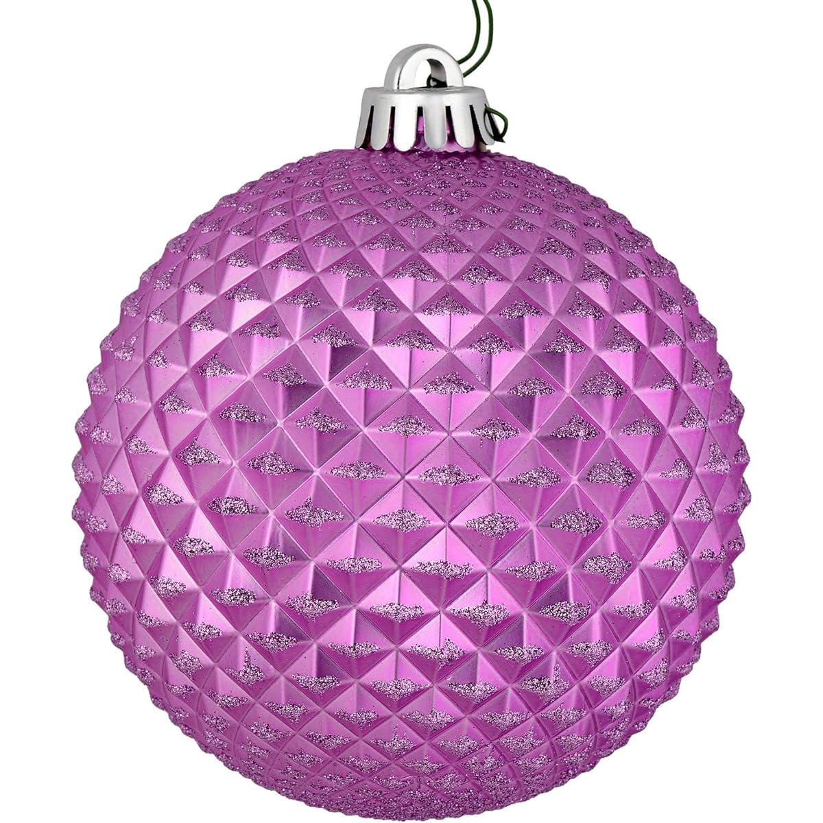 Vickerman 2.75" Christmas Ornament Balls Orchid Durian Balls with Glitter Accents, Shatterproof Plastic, Holiday Christmas Tree Decorations, Pack of 12