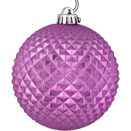 Vickerman 2.75" Christmas Ornament Balls Orchid Durian Balls with Glitter Accents, Shatterproof Plastic, Holiday Christmas Tree Decorations, Pack of 12