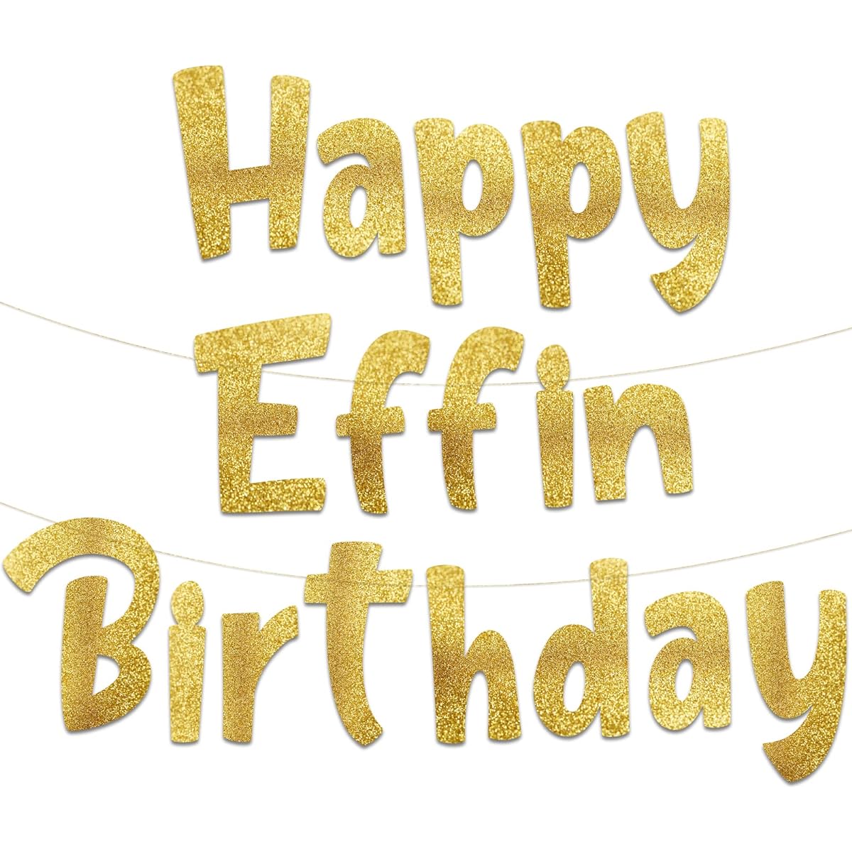 Funny Birthday Gold Glitter Banner - Happy Birthday Party Supplies Ideas Gift - 21st, 30th, 40th, 50th, 60th, 70th, 80th Adult Birthday Decorations
