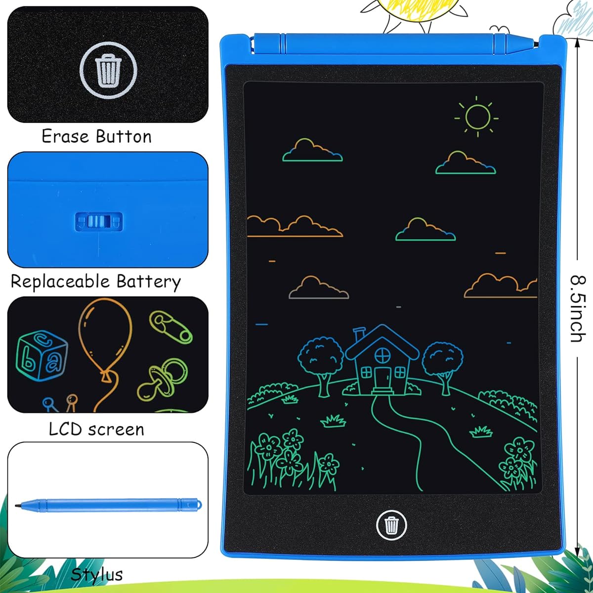 12PCS LCD Writing Tablet 8.5 Inch Colorful Drawing Pad for Kids Reusable Electronic Doodle Board Drawing Tablet Educational Learning Toys for Girls Boys Age 3 4 5 6 7 8 Toddlers Office School Home