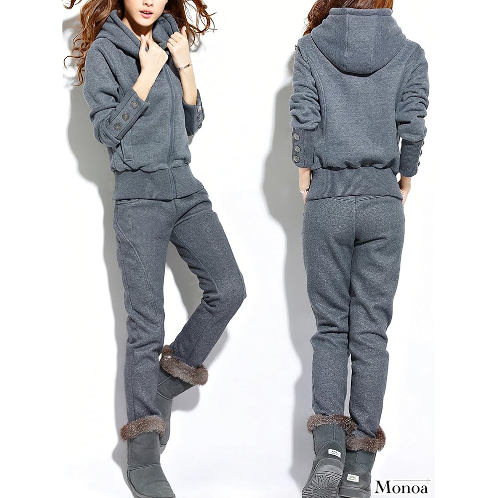Monoa Women's Sweatshirt, Top and Bottom, 2 Piece Set, Fleece Lining, Slim Fit Setup, Loungewear