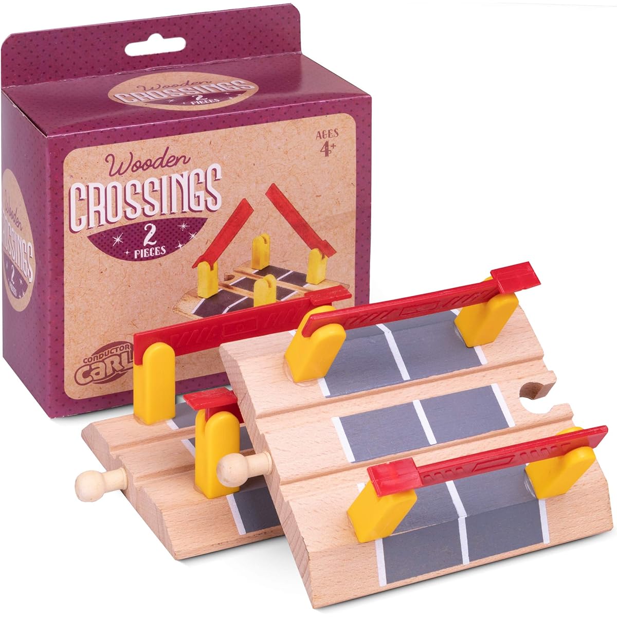 Conductor Carl Wooden Train Track Expansion Pack Fits Most Trains, City Crossings 1 pc (2 Pack)