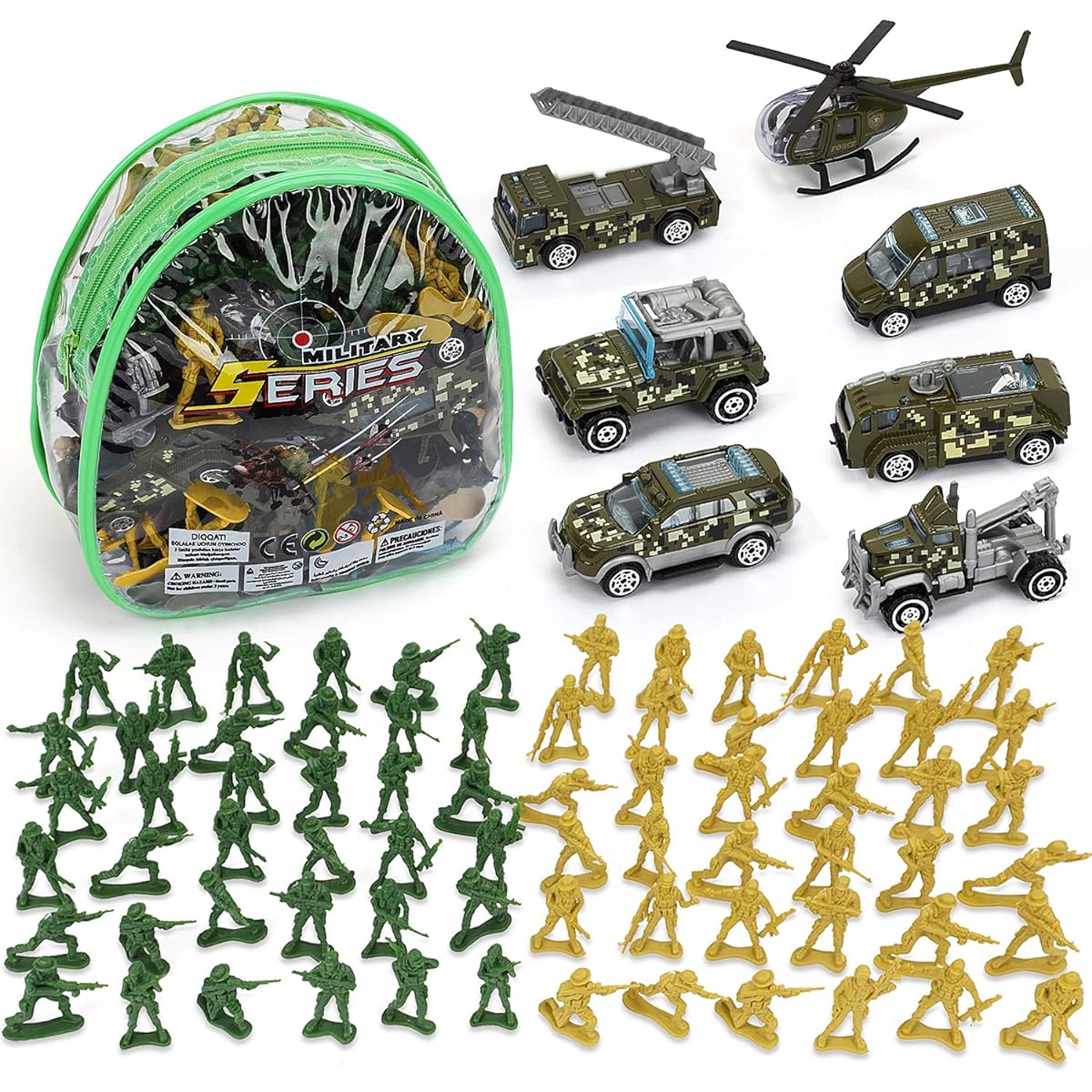 TOY Life Army Men Toys Soldiers Army Toys Plastic Green Army Men Army Action Figures Military Toys Diecast Metal Military Vehicles Playset & Accessories with Bag Toy Helicopter for Boys Girls