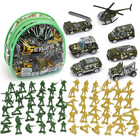 TOY Life Army Men Toys Soldiers Army Toys Plastic Green Army Men Army Action Figures Military Toys Diecast Metal Military Vehicles Playset & Accessories with Bag Toy Helicopter for Boys Girls