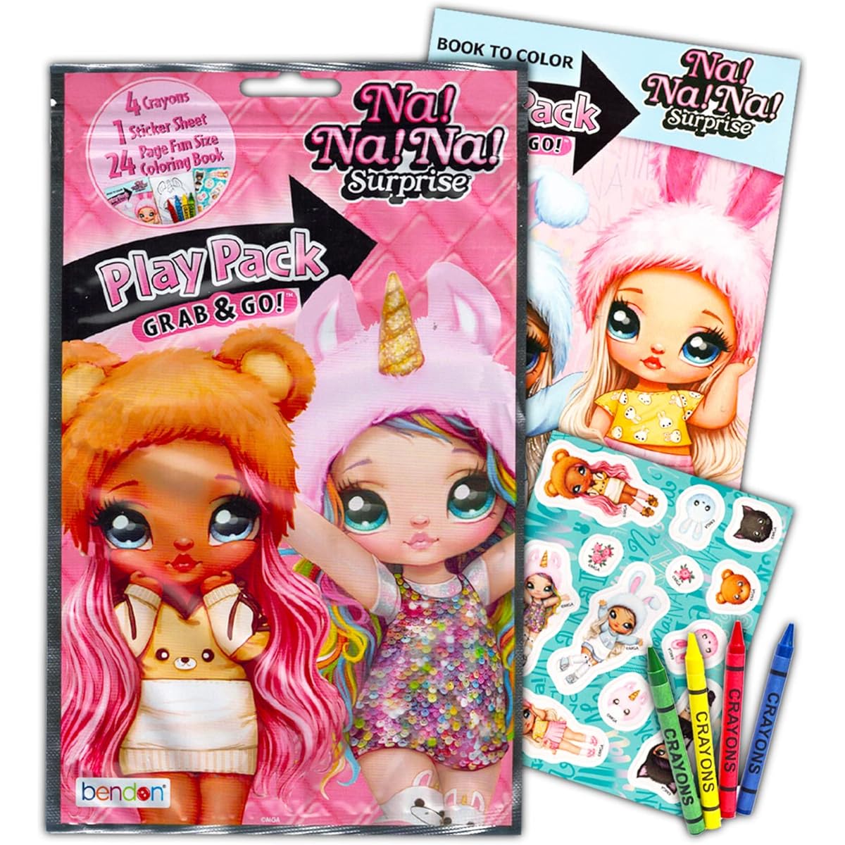 Na Na Na Surprise Birthday Party Supplies Favors for Girls ~ 6 Na Na Play Packs Mini Coloring Books, Stickers, Drawing Supplies | Na Na Surprise Activity Set for Kids