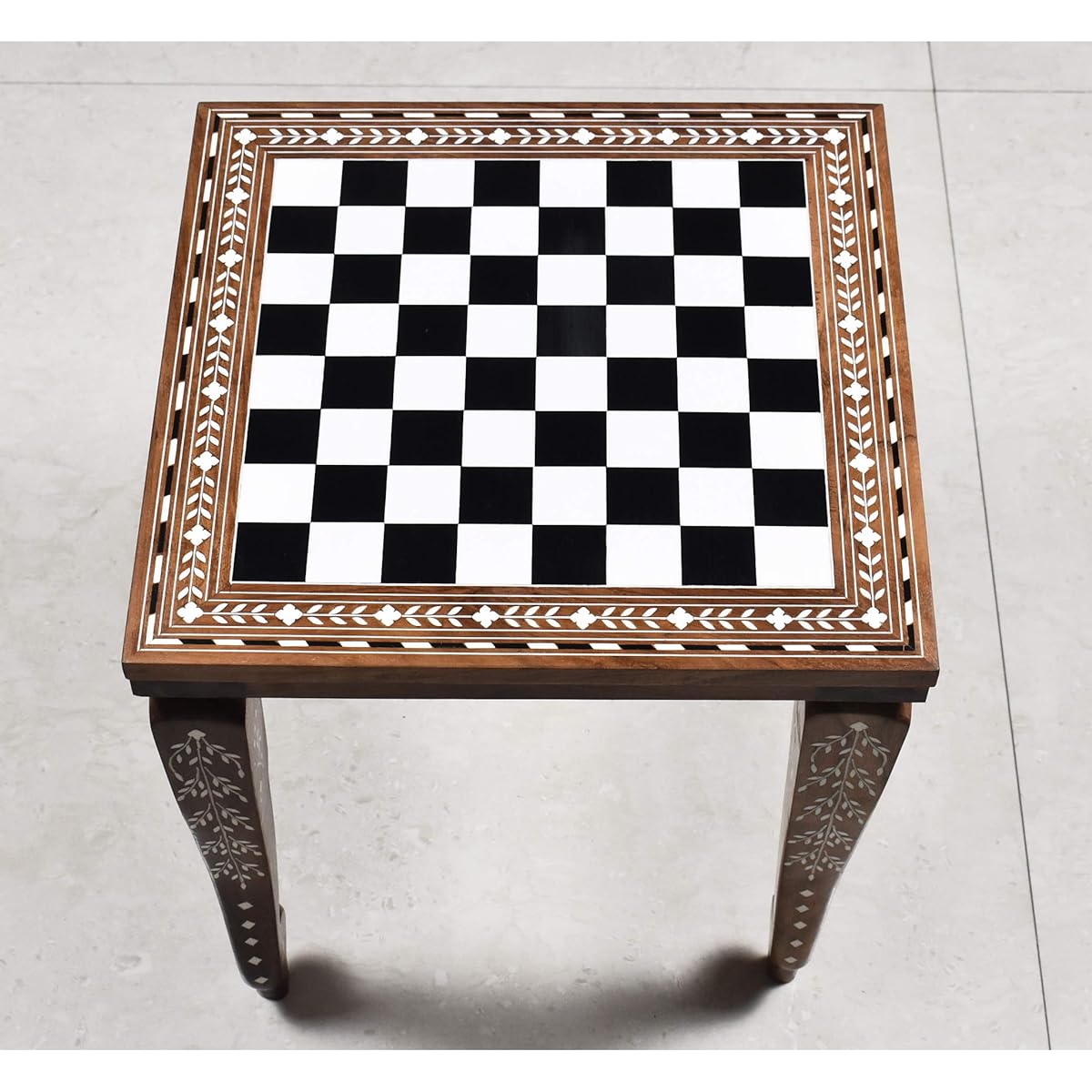 Royal Chess Mall Chess Board Table Solid Sheesham and Acrylic Ivory 14" x 14" Chess Board Small Luxury Chess Table for Chess Games 14" Tall
