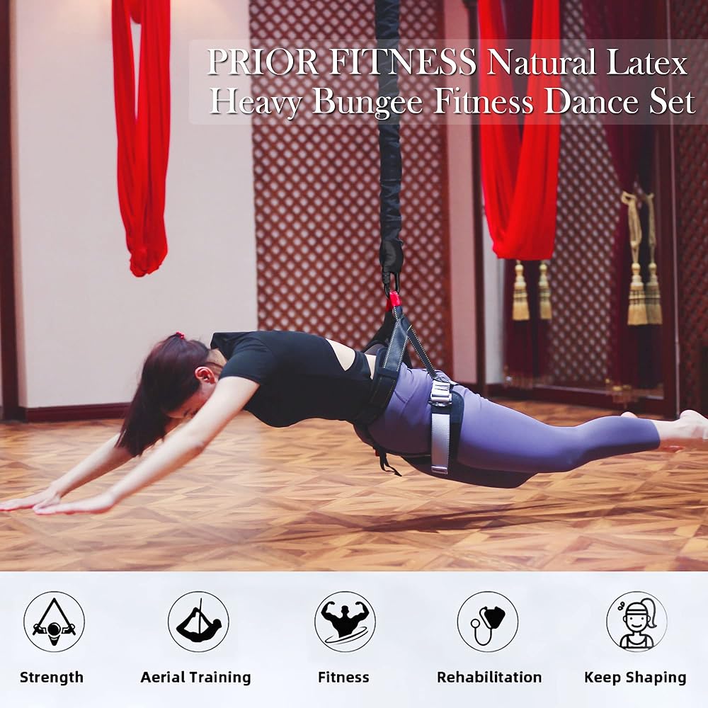 PRIOR FITNESS Heavy Duty Bounce Elastic Resistance Band Set, Aerial Yoga Anti-Gravity Dance Rope, Effective for Agility, Speed and Balance - Professional Fitness Equipment