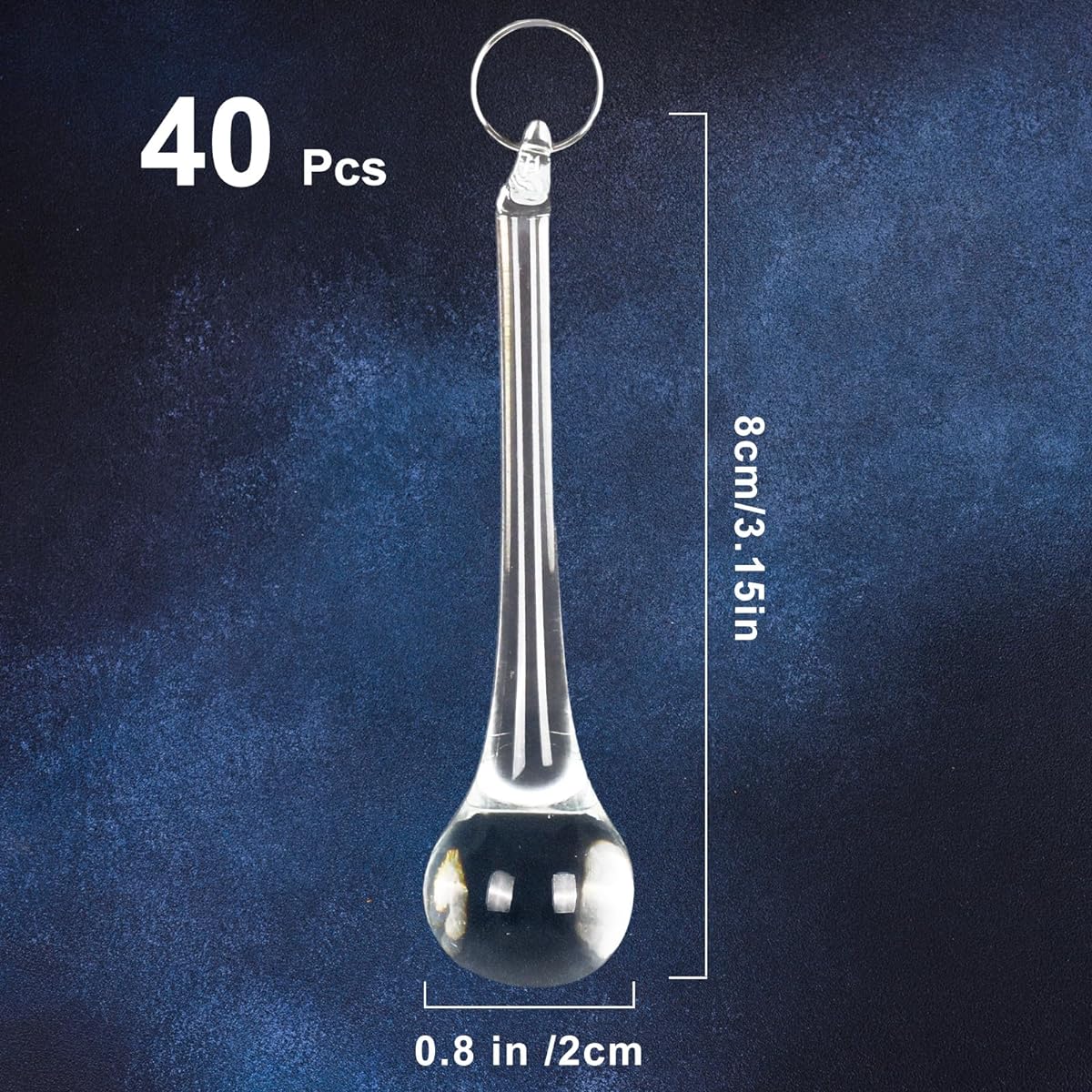 Whaline 40pcs Christmas Crystal Ornaments 3 Inch Clear Teardrop Chandelier Decor Glass Hanging Ornaments Christmas Tree Party Home Decoration