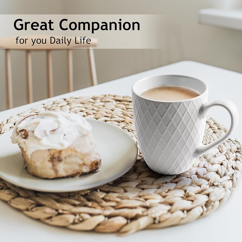 MIAMIO – 6 x 400 ml – Coffee Mug Set/Mug – Modern Ceramic Matte Design – Large Capacity Coffee Mug – Palmanova Collection (White)