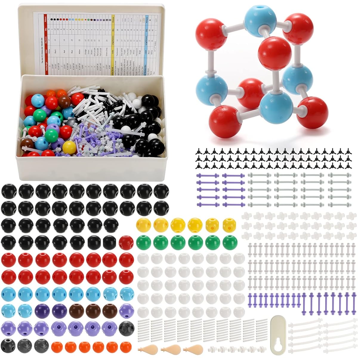 SOUJOY Chemical Molecule Model Kit 444 Pieces Organic and Inorganic Modeling Student Teacher Set Atomic Bonds Links Short Link Remover Tool for Science Learning