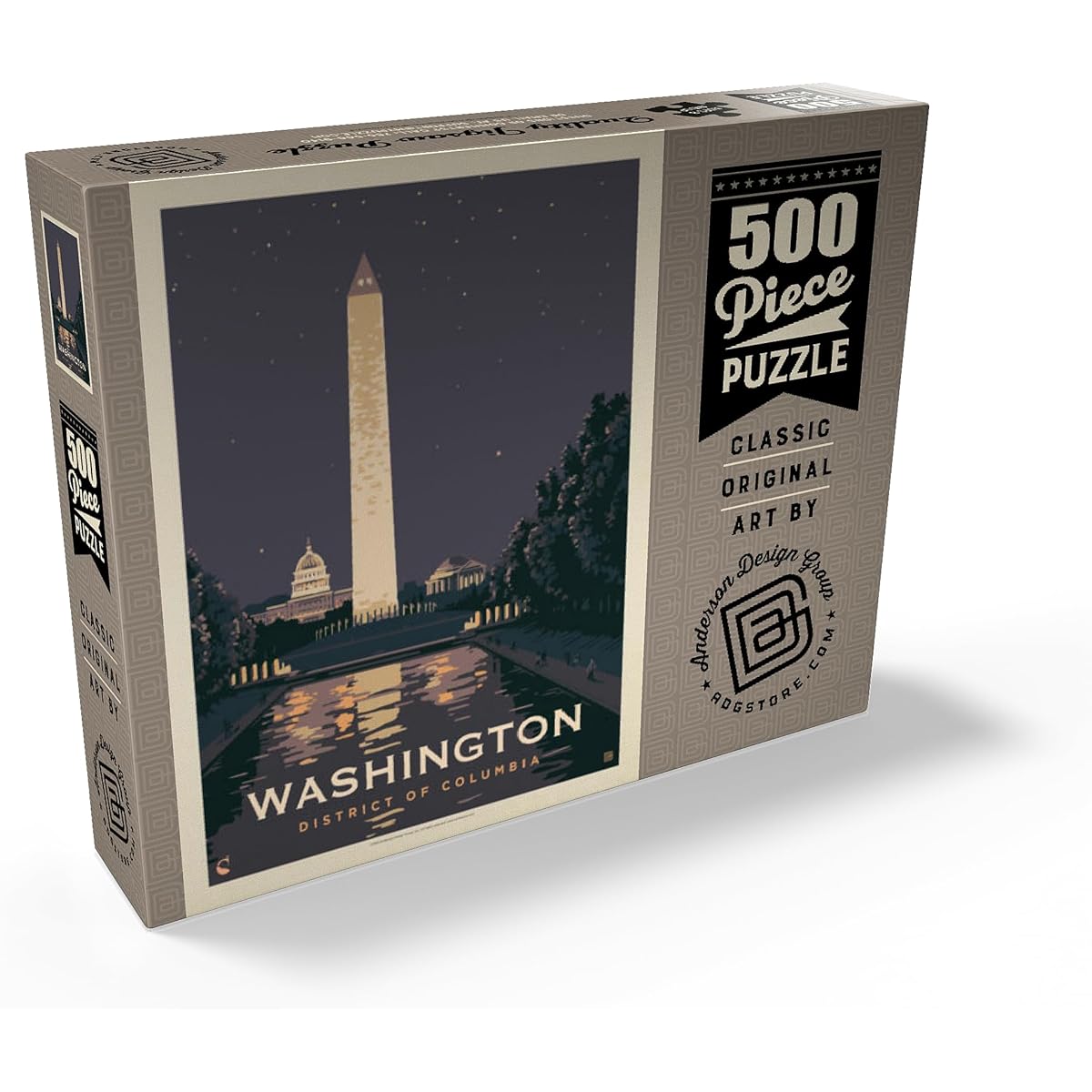 Washington DC: Reflections of Liberty, Vintage Poster - Premium 500 Piece Jigsaw Puzzle for Adults