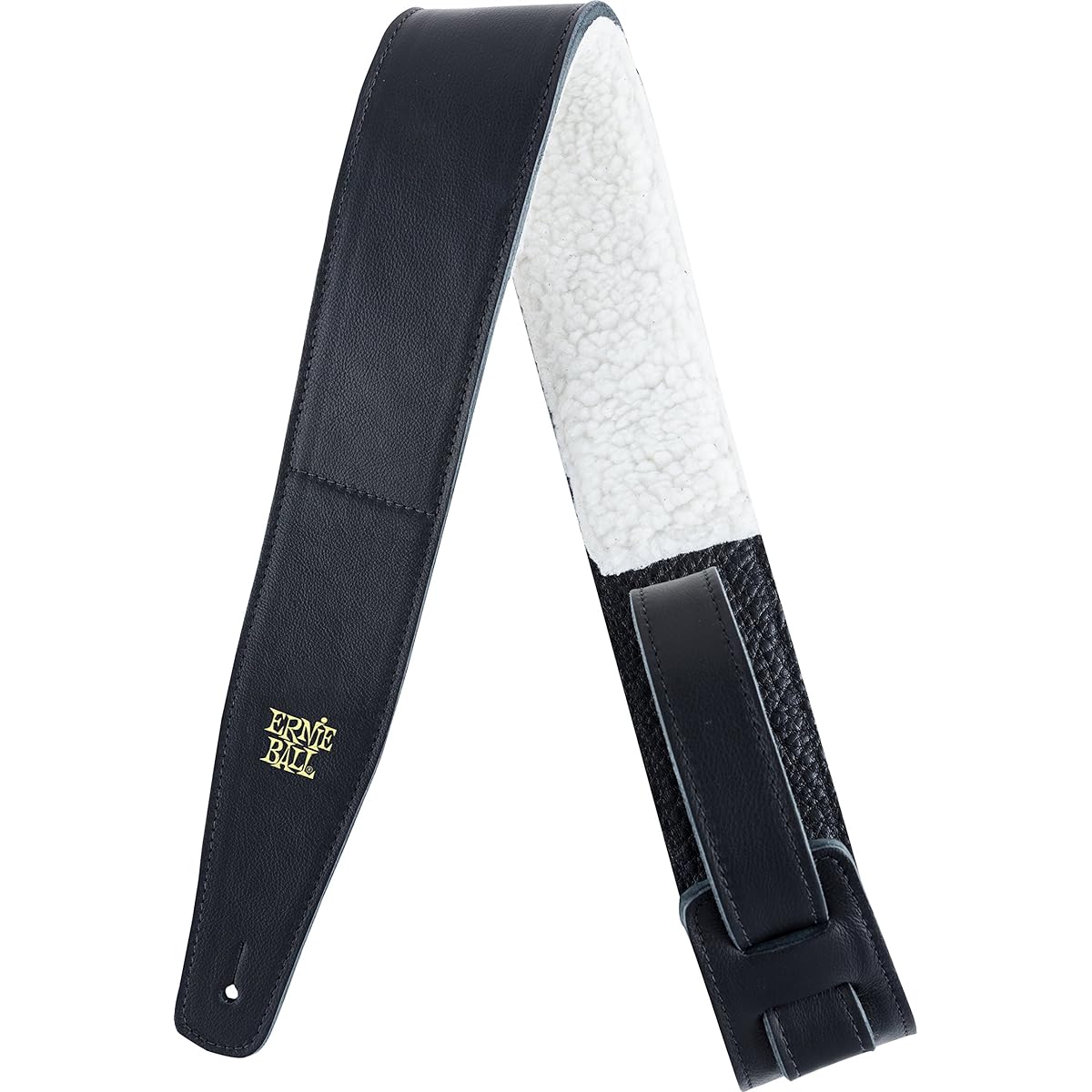 [Genuine] ERNIE BALL 4137 Guitar Strap ITALIAN LEATHER STRAP WITH FUR PAD Italian leather strap with fur pad, black