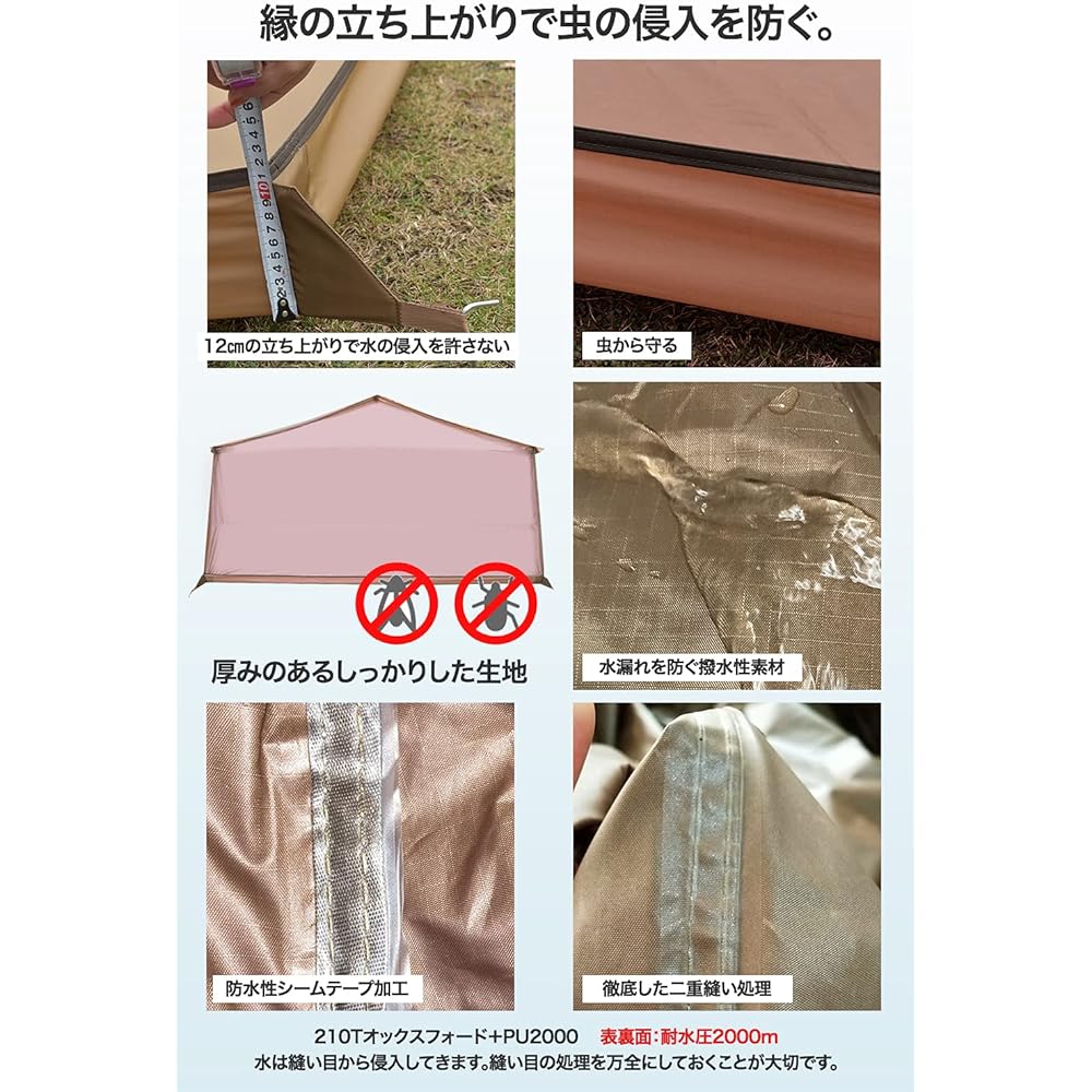 SPEEVAL Pentagon Ground Sheet Pentagonal Stand Up Insect Repellent Peg Set of 10 Camping Tent Sheet Leisure Sheet Camping Mat Waterproof Storage Bag Included
