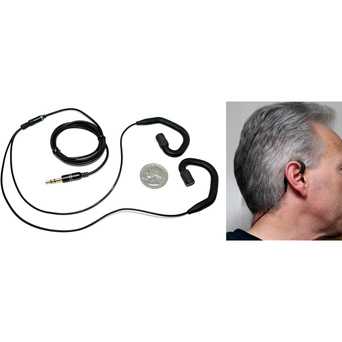 Ultra Low Noise Ear Hook Binaural Microphone Black Cable