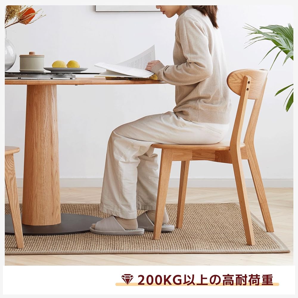 WAYSHOME Dining Chair Wooden North American FAS Oak Natural Wood 100% Solid Wood Chair Sturdy Chair Dining Chair Wooden Living Chair Simple Natural 46.5*54*80cm (Natural)