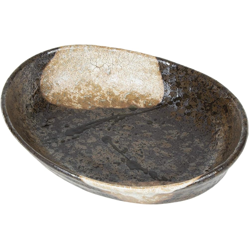 Set of 10 Oval bowl [20.3 x 15.3 x 5.2cm 360g] [Simmered pot] [For restaurants, inns, Japanese tableware, restaurants, commercial use]