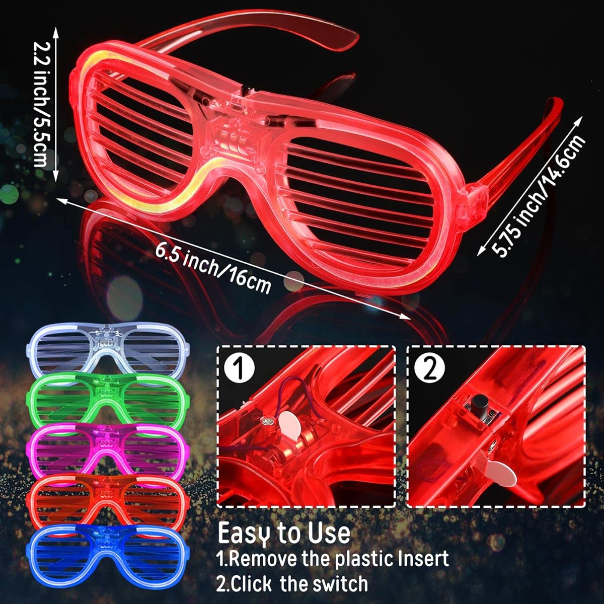 201pcs LED Light Up Party Toys, Glow in the Dark Party Favors, 150pcs LED Finger Lights, 36pcs LED Flashing Bumpy Rings, 15pcs Flashing Glasses, for Adults, Teens, Birthdays, Neon Party Favors