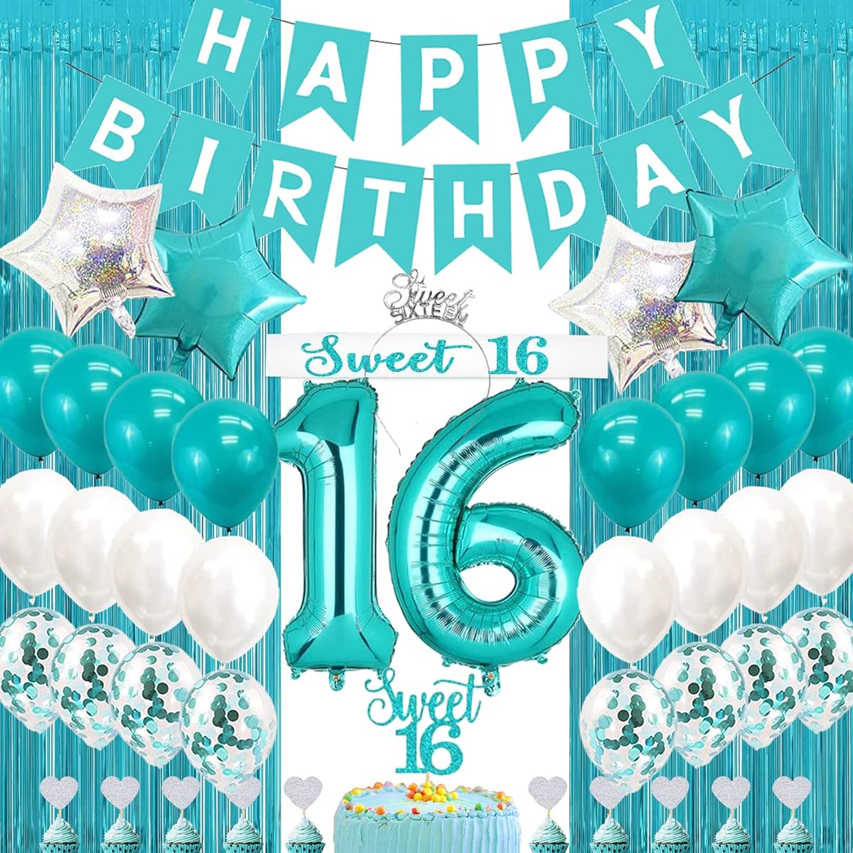 blue 16th birthday decoration