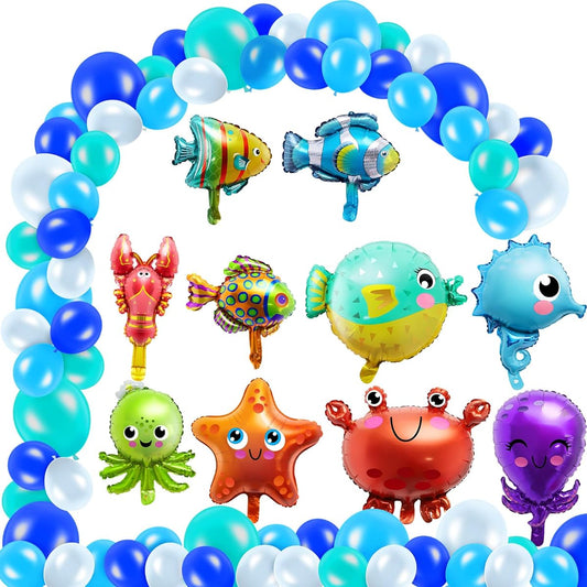 62 Pieces Sea Animal Balloons Sea Animal Balloons Sea Animal Foil Balloons Ocean Party Decorations Birthday Festival Beach Party Decorations Favors