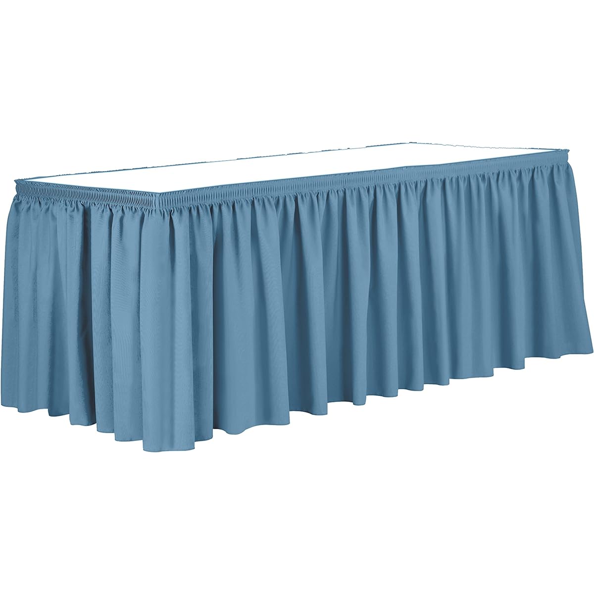 Ultimate Textile Box Pleated Polyester Table Skirt 17' Shirred Pleat Blue POLY-17FT-152