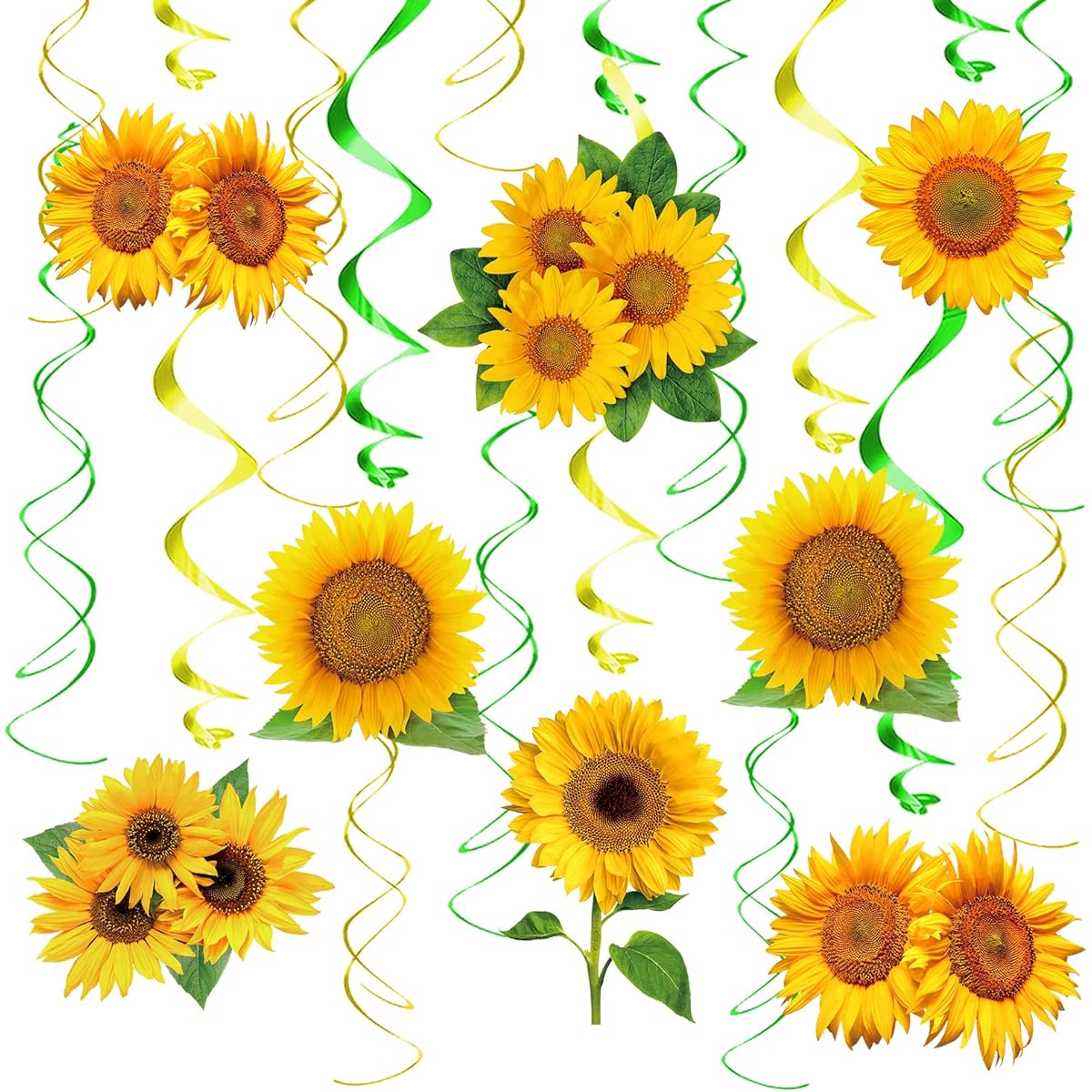 30 Pieces Sunflower Decorations Hanging Swirls Spring Summer Party Supplies Sunflower Party Foil Ceiling Wall Decor Baby Shower Birthday Party Favors