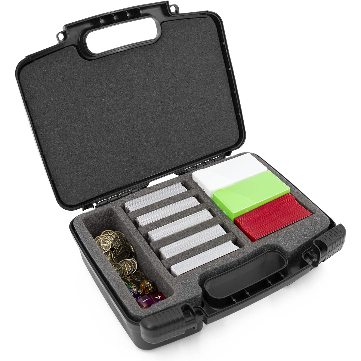 CASEMATIX Trading Card Case & Card Game Organizer for 960 Cards, Hard Shell Card Case Holder for Trading Cards with 8 Dividers, Accessory Storage, Protective Foam