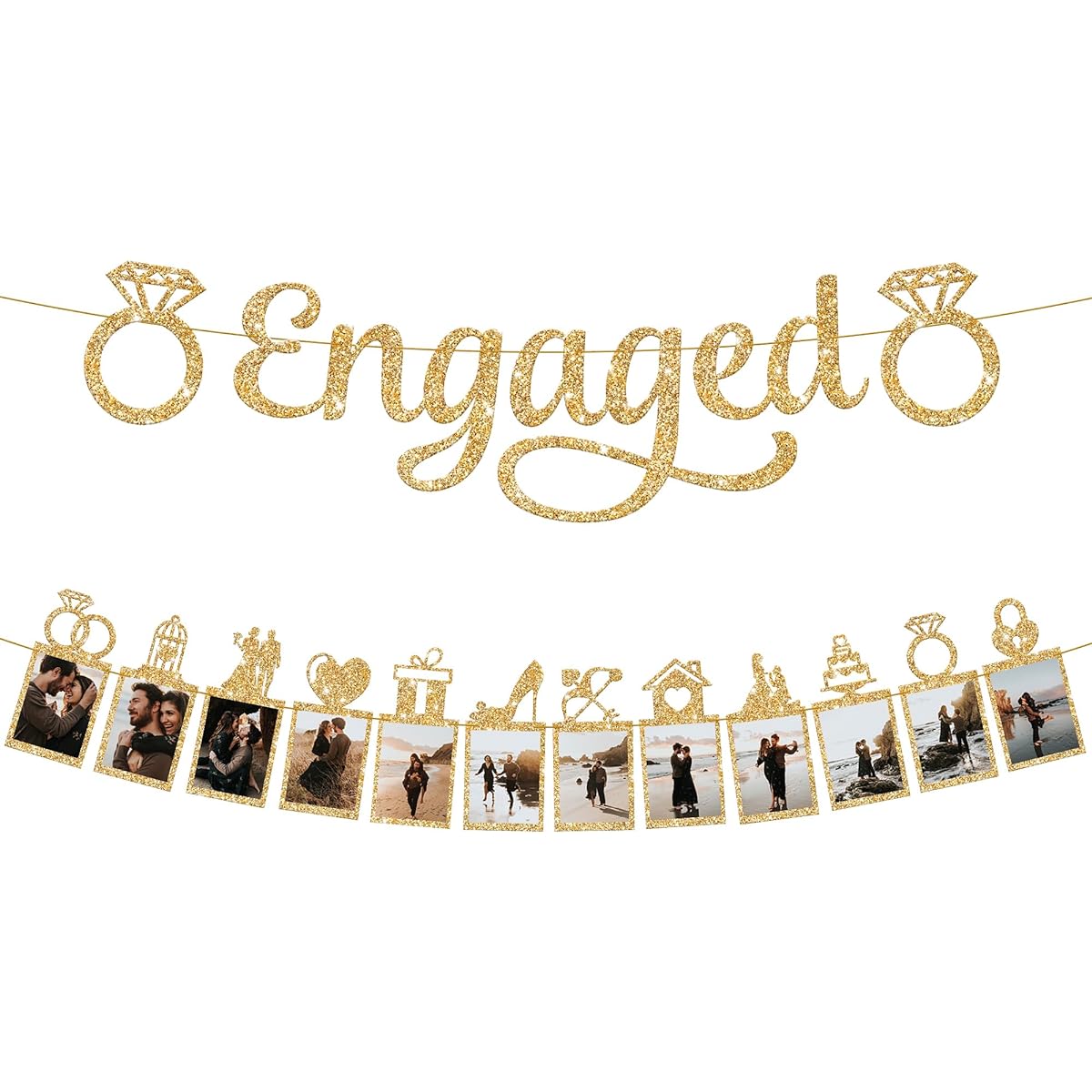 engagement gold photo glitter banner