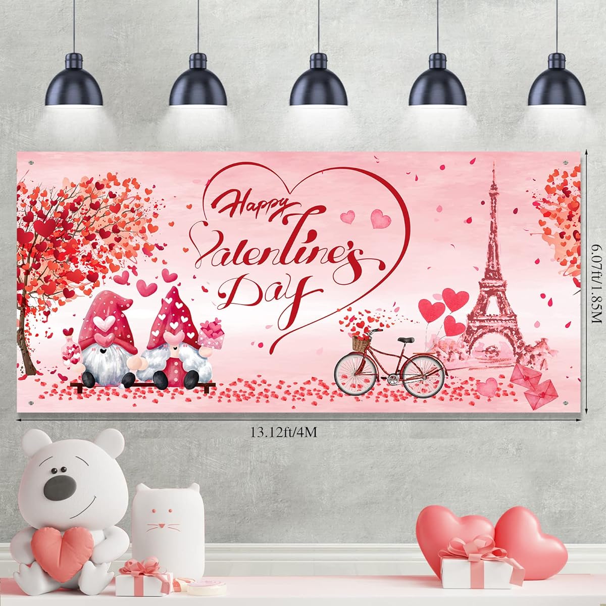 Valentine's Day Garage Door Banner Valentine Banner Large Size Valentine Wall Banner Background Valentine's Day Love Garage Banner Valentine Banner Happy Valentine's Day Party Decoration Supplies