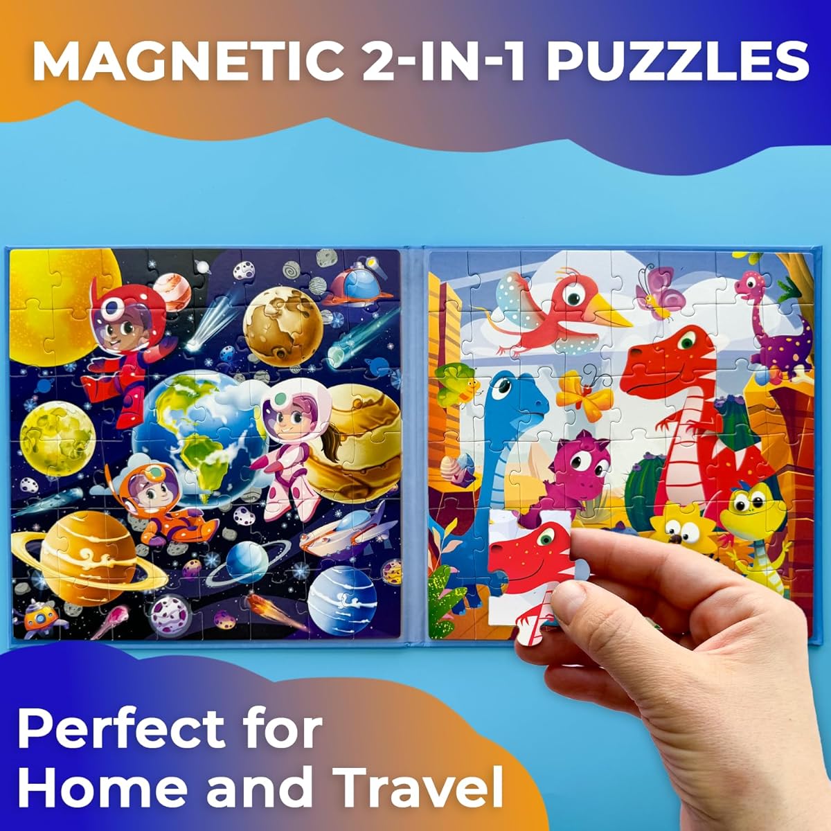 QUOKKA Magnetic Puzzles for Toddlers 3-5-48 Piece Travel Puzzle Game for 3 Year Olds Dinosaur Activity Toys for Boys and Girls Ages 4-8 - Learning Magnets for Road Trips