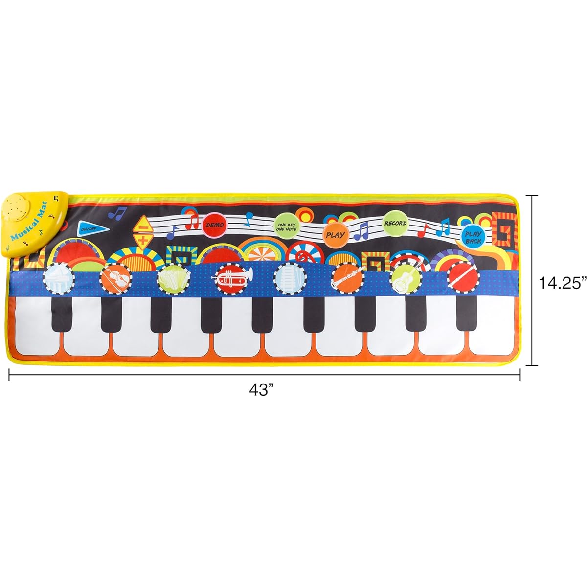 Step Piano Mat for Kids, Keyboard Mat with Musical Keys, Instrument Sounds, Recording, Playback, Demo Mode, for Toddlers, Boys, Girls, Hey! Play!