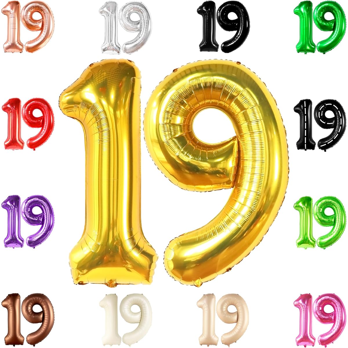 Giant, Gold #19 Balloon - 40 Inch | 19th Birthday Balloons 19th Birthday Decorations | 19th Birthday Decorations | 19th Birthday Decorations | 19th Birthday Decorations for Men