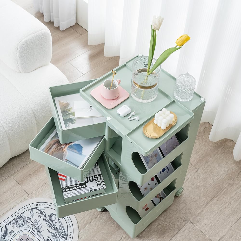 Bobby Wagon Organizer Replica Bobby Trolley Rotating Drawer Trolley 4 Tiers (Green B34)