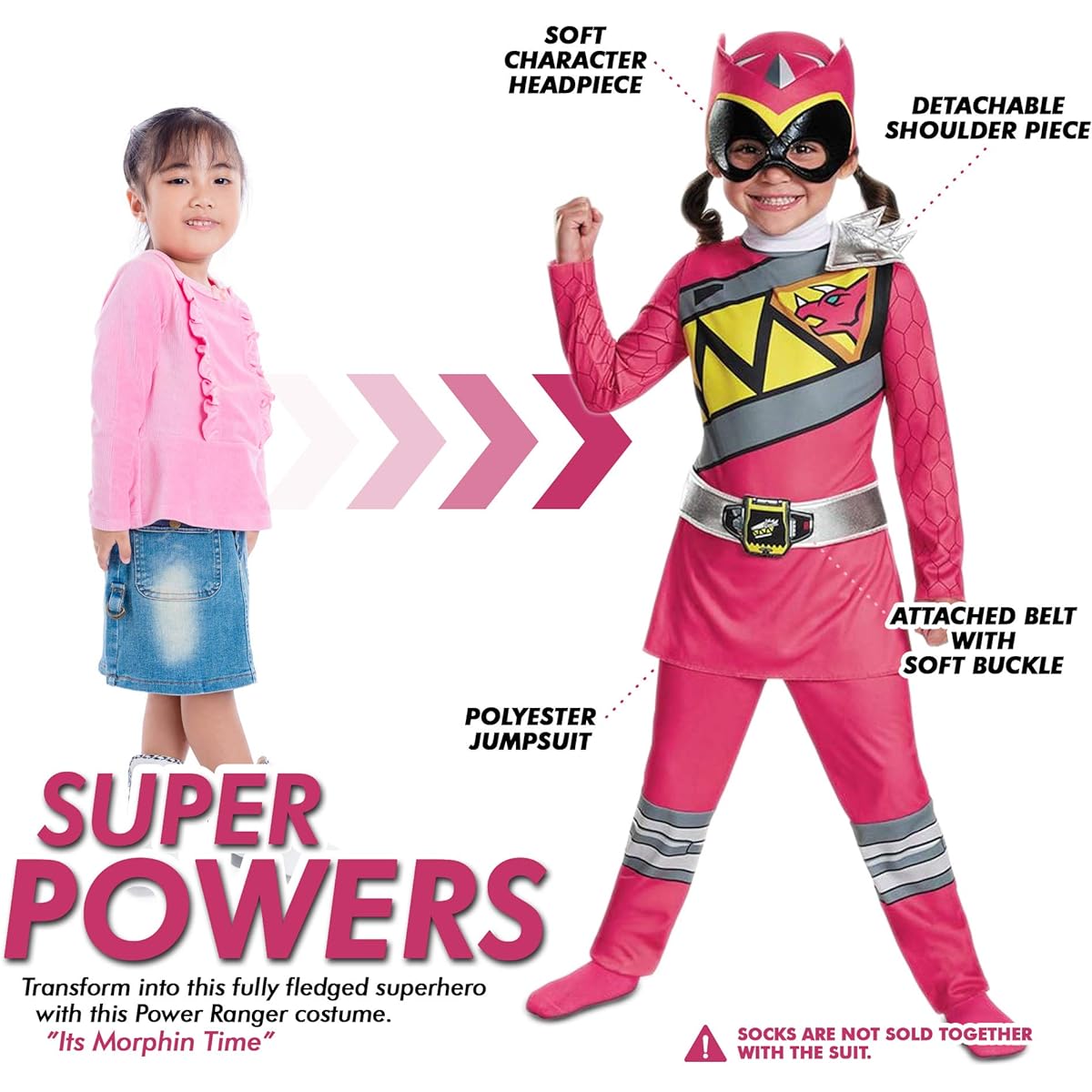 [Disguise Costumes] Disguise Costumes Disguise Pink Ranger Dino Charge Toddler Classic Costume, Large 82737L [Parallel Import]