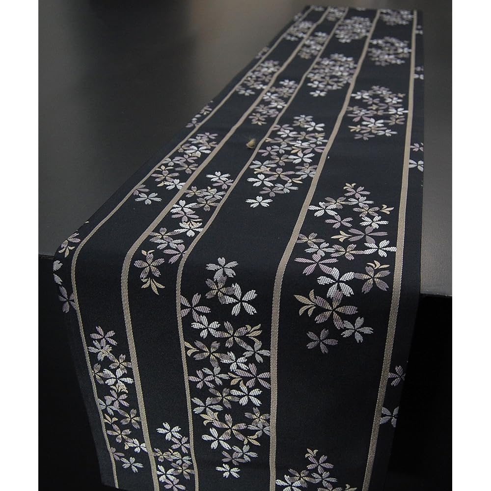 Japanese Style Kimono Table Runner Japanese Pattern Obi Style Boxed and Packaged 150cm Cherry Blossom (Dark Blue)