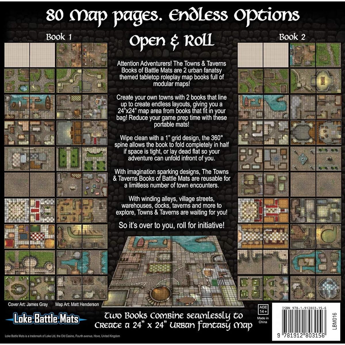 Loke Towns & Taverns Battle Mat Book Black