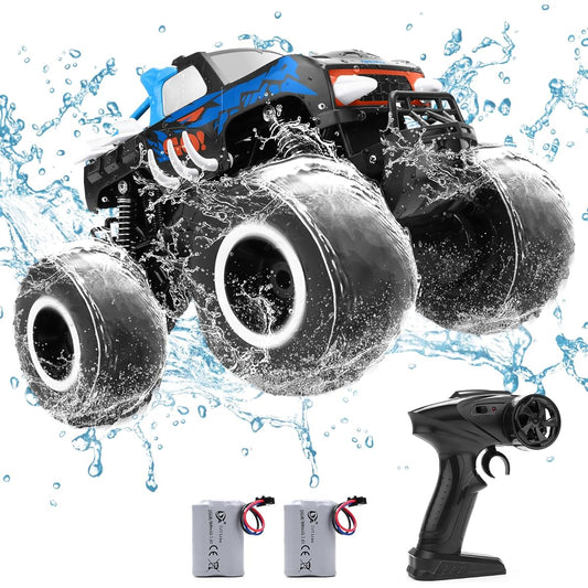 JECAURS 1:16 Remote Control Monster Truck for Boys, Amphibious Waterproof RC Car All Terrain 4WD Off-Road Car Toys Gift for Boys/Girls
