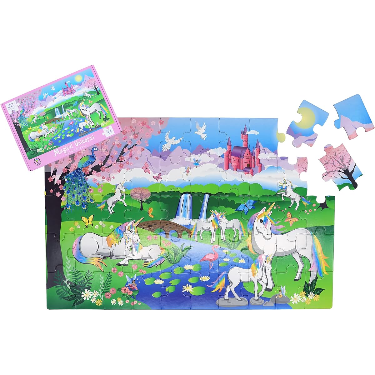 Amagenius Unicorn 50 Piece Floor Puzzle 60 x 40 cm Large Pieces for Kids Ages 3+