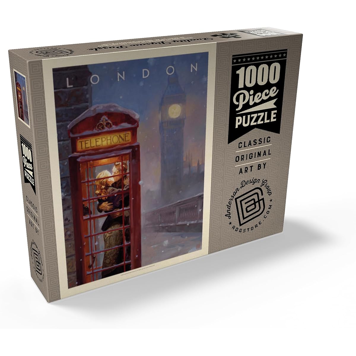 United Kingdom: London Telephone Booth Vintage Poster - Premium 1000 Piece Jigsaw Puzzle for Adults