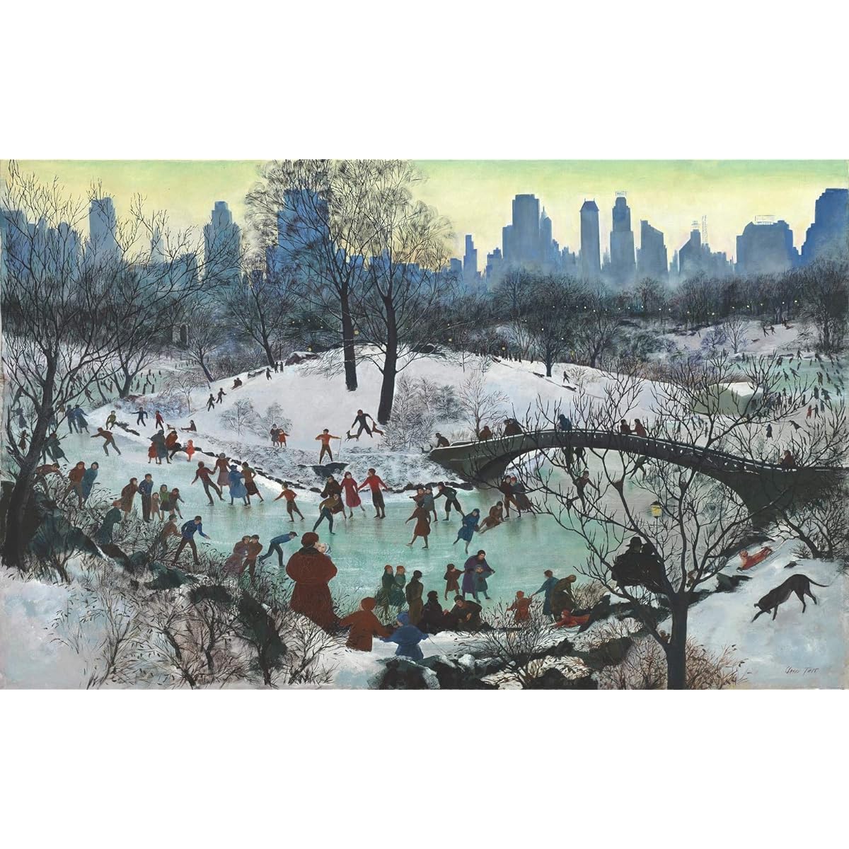 Wooden Christmas Jigsaw Puzzle - Skating in Central Park - 249 Unique Wooden Pieces - Made in The USA by Nautilus Puzzles - Challenge Any Puzzle Lover