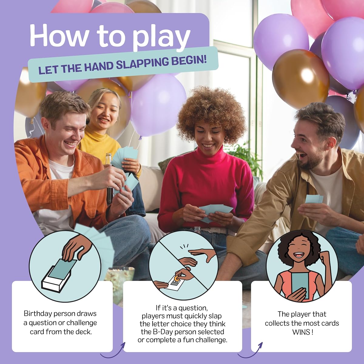 Cotier Ultimate Birthday Game - Competitive Hand Slap Game for Teens & Adults, Family Friendly Fun Card Game for Birthday Parties, Fun Acquaintances, For All Ages