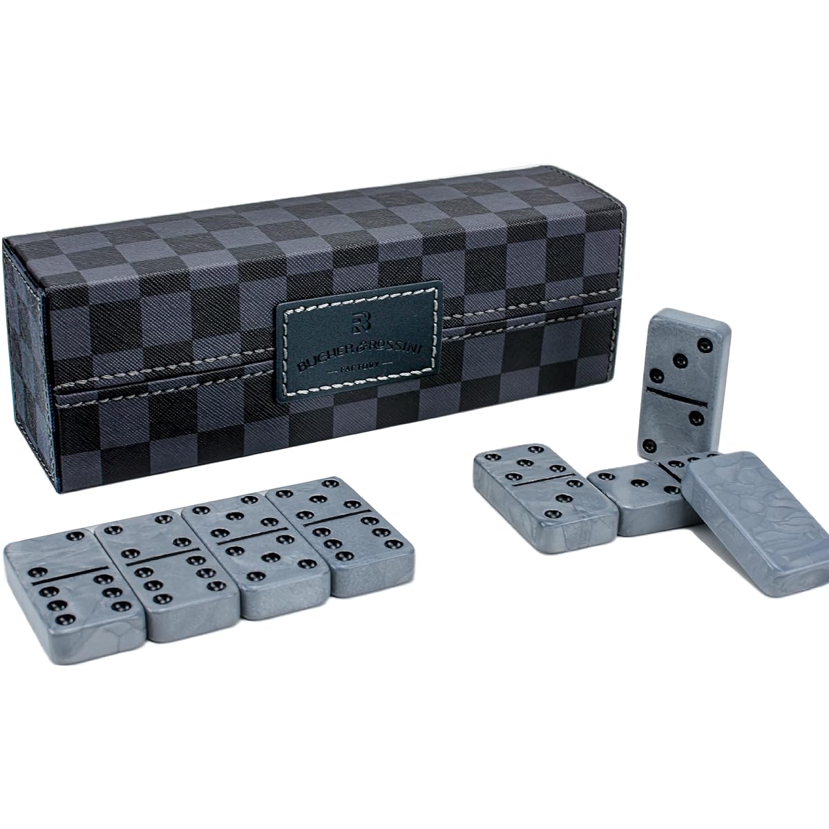 Vovotuzzi Counting Dominos Building Blocks Toy Double Six Dominoes Classic Domino Set of 28 for Adults and Kids Ages 8 and Up for Family Game Night (Gray)