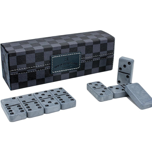 Vovotuzzi Counting Dominos Building Blocks Toy Double Six Dominoes Classic Domino Set of 28 for Adults and Kids Ages 8 and Up for Family Game Night (Gray)
