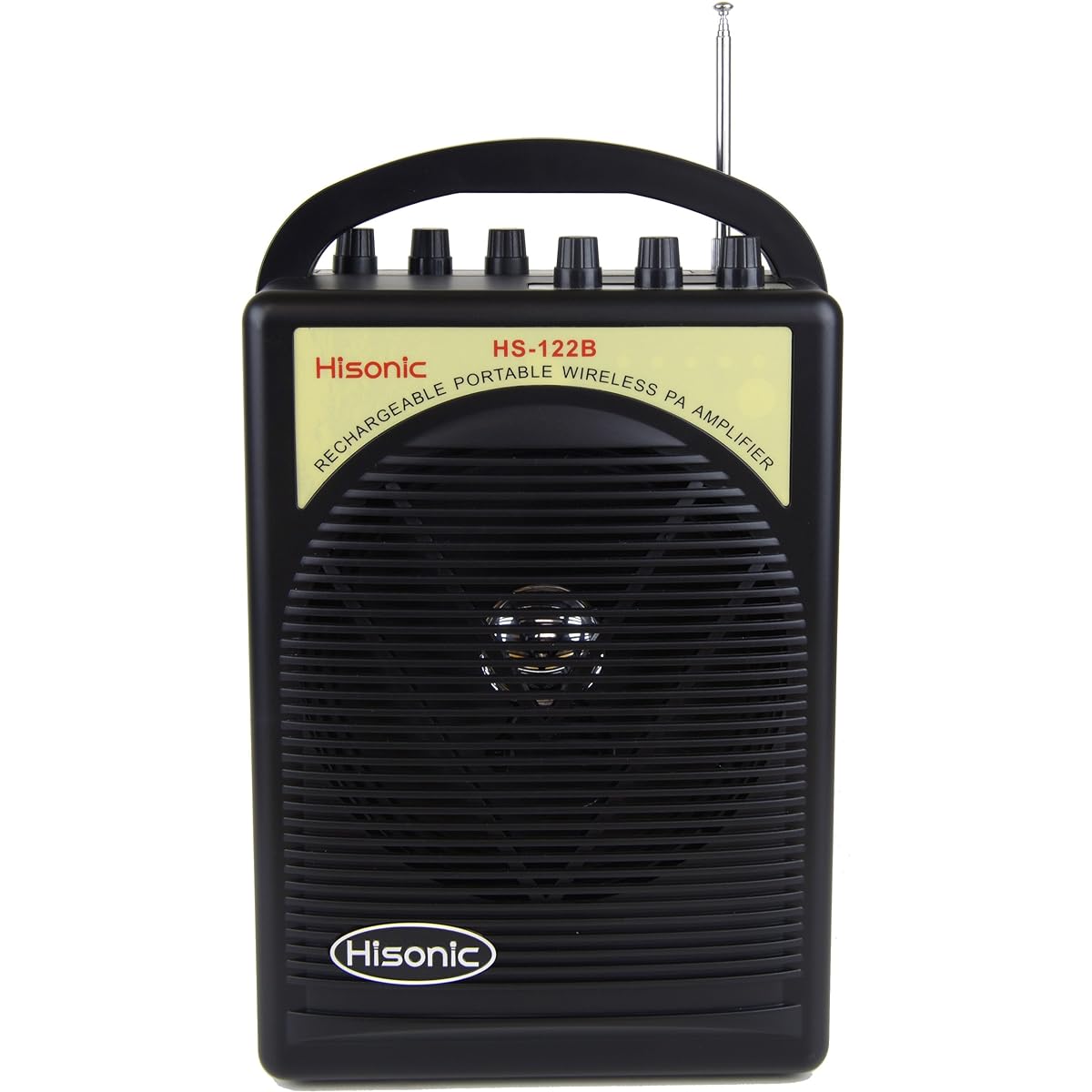 Hisonic HS122B-HH Dual Channel 40 Watt Lithium Battery Rechargeable Portable PA System, 2 Handheld Mics, Black