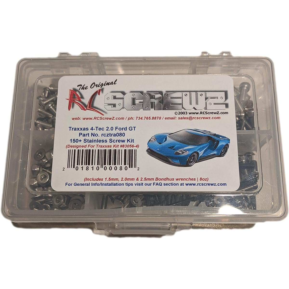 RCScrewZ Stainless Steel Screw Kit Compatible with tra080 Traxxas 4-Tec 2.0 Ford GT 83056-4