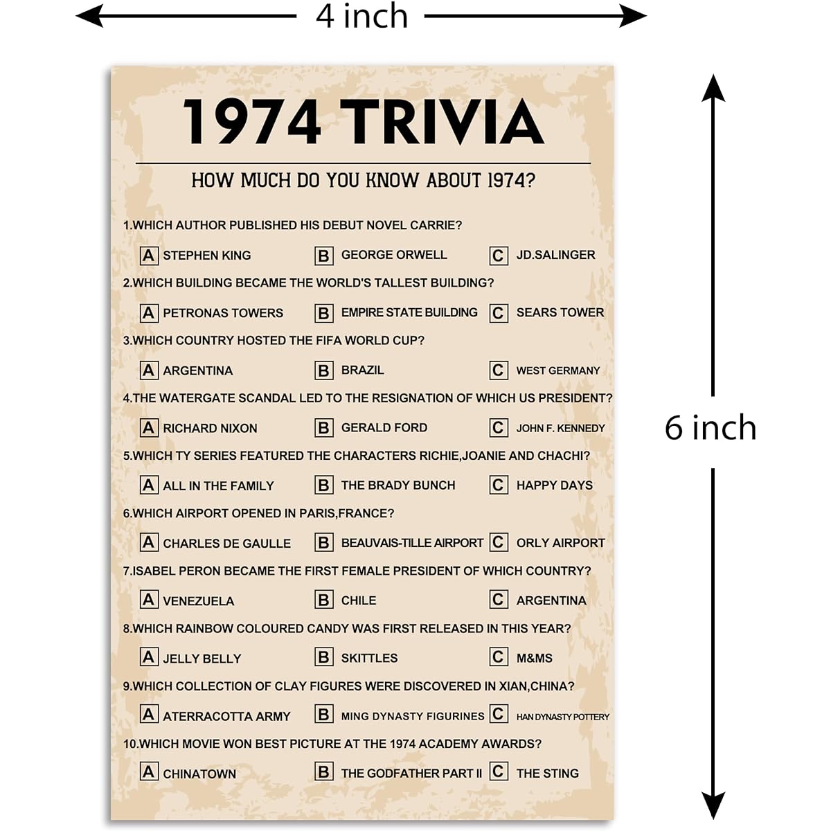 50th Birthday Party Games 1973 Trivia Games Birthday Party Supplies for Adults Fun 1973 Party Games Pack of 30