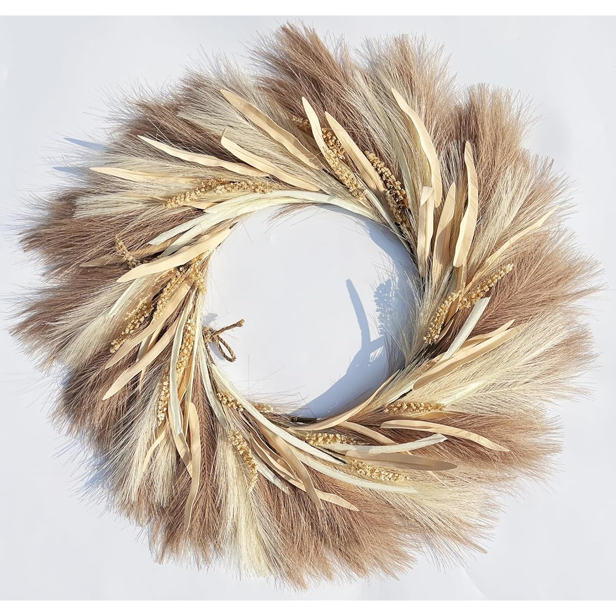 Pampas Grass Wreath 27" Faux Pampas Wreath/Fall Wreath Boho Wreath Front Door Wreath for All Seasons Farmhouse Decor Boho Wall Decor
