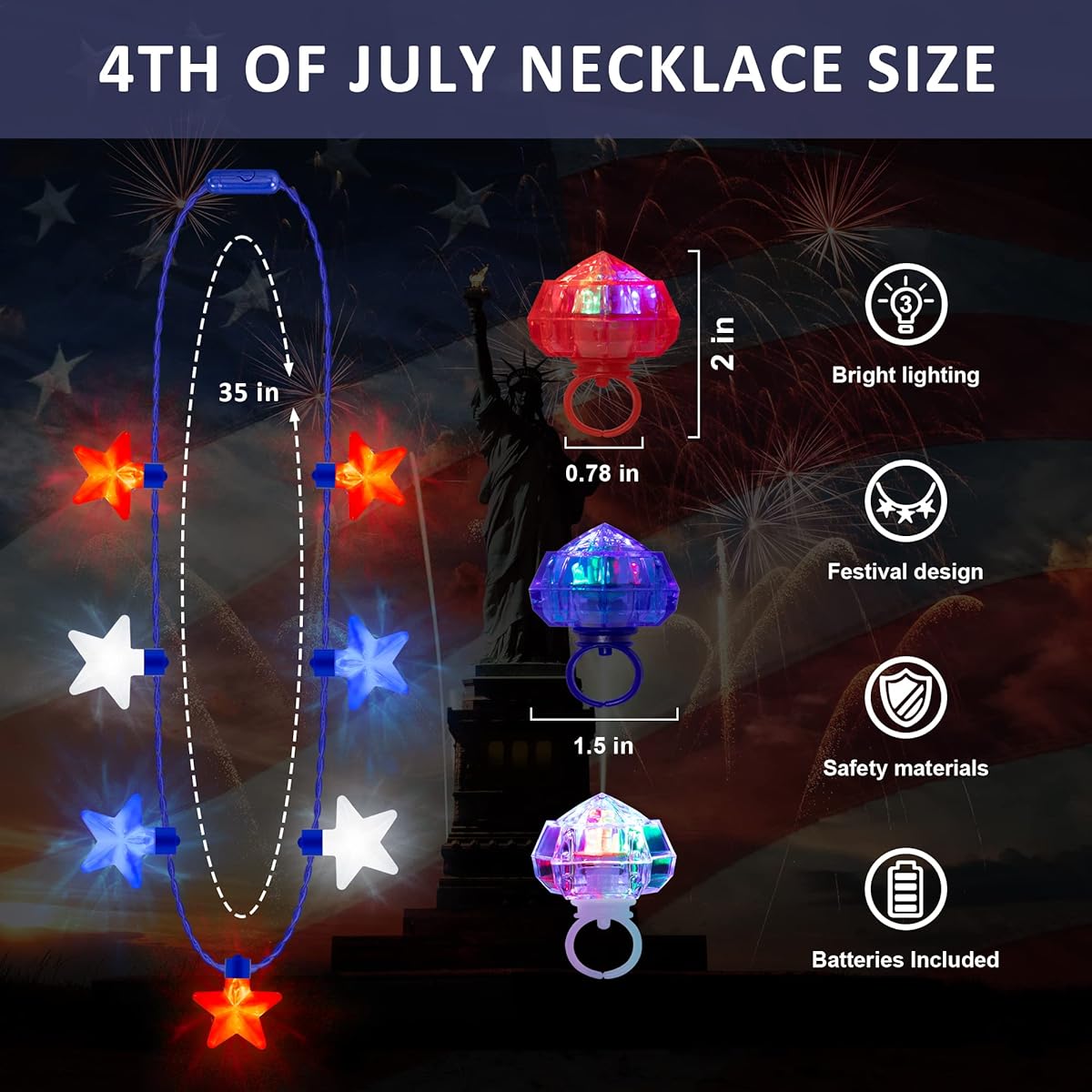 EOBOH July 4th 5 necklaces 5 rings