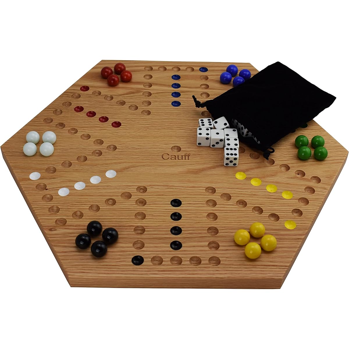 Solid Oak Double Sided Marbles Aggravation Board Game Hand Painted 16 Inch